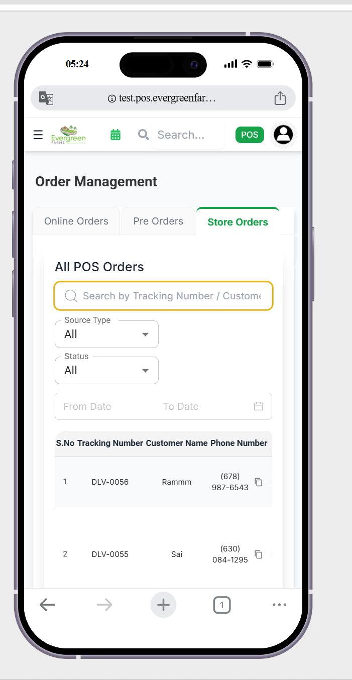 in store orders in store orders