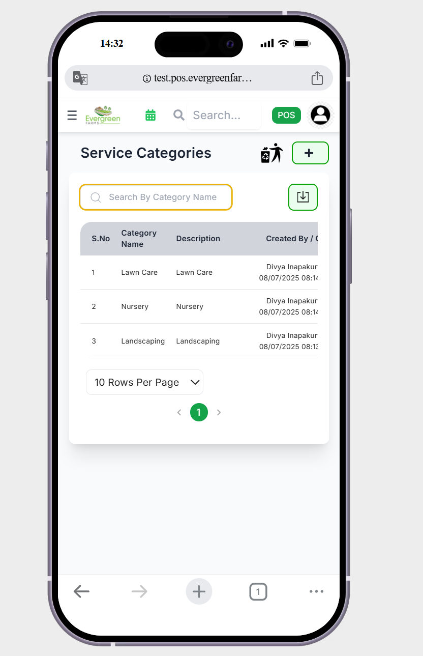 in service categories page show me the text feild in blue colour