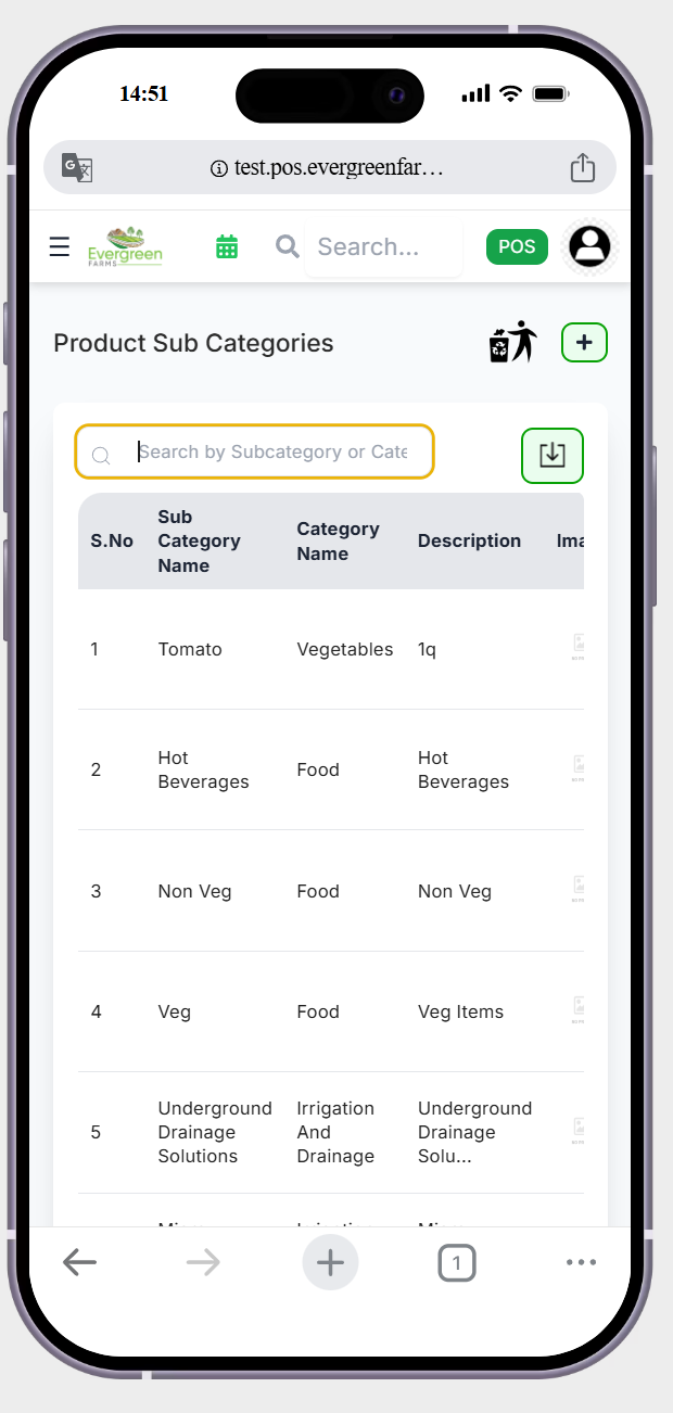 in product sub categories the search bar change the blue colour in text filed