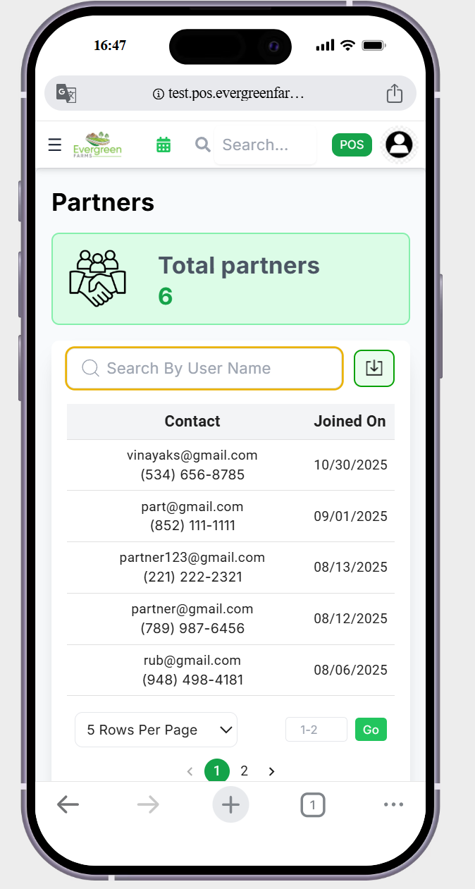 in  partners ->in search bar the text filed change to the blue colour
