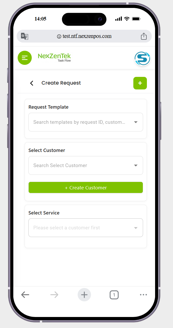 in creat request page ->show me the save button