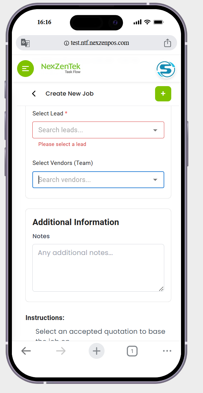 in creat job page ->in job details the select quotes,job title it showing the text filed is showing the blue colour ->but replace with green colour in creat job page ->in job details the select quotes,job title it showing the text filed is showing the blue colour ->but replace with green colour