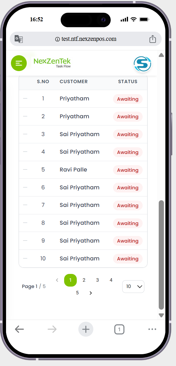 in invoices page the list is not is not scrolling side by side in invoices page the list is not is not scrolling side by side