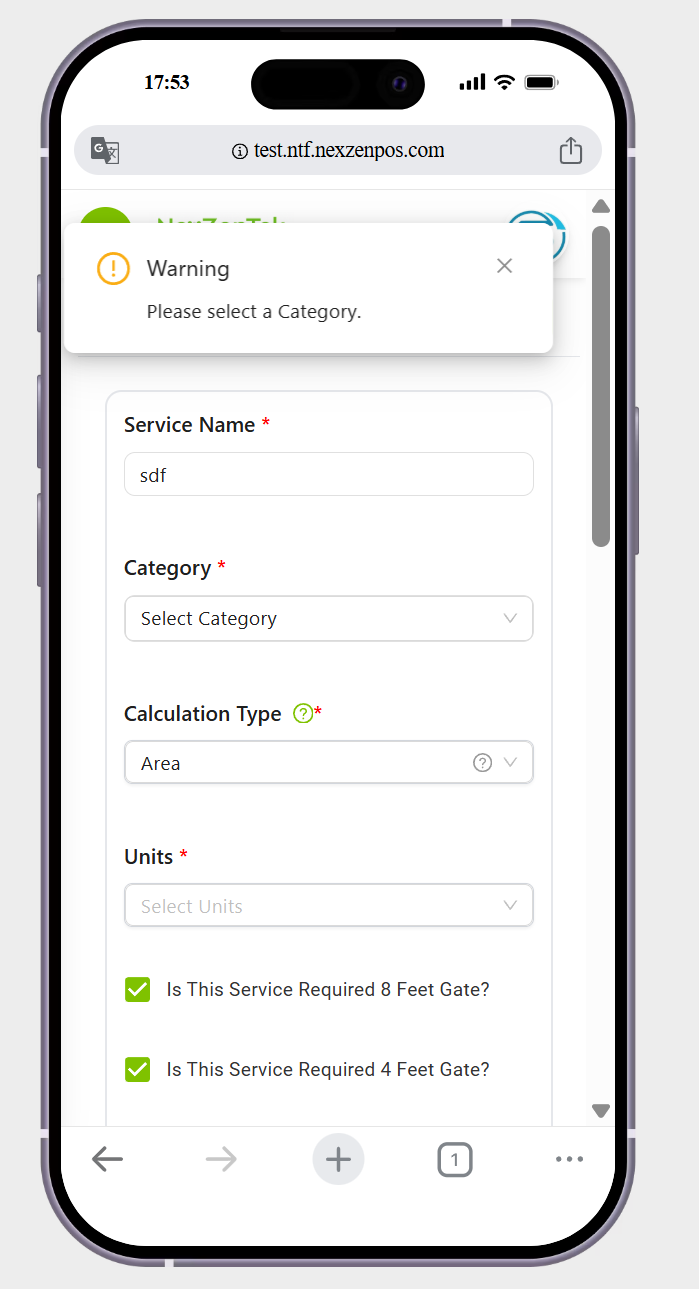 in create  service ->the (info !) showing the yellow colour->but show me the red colour