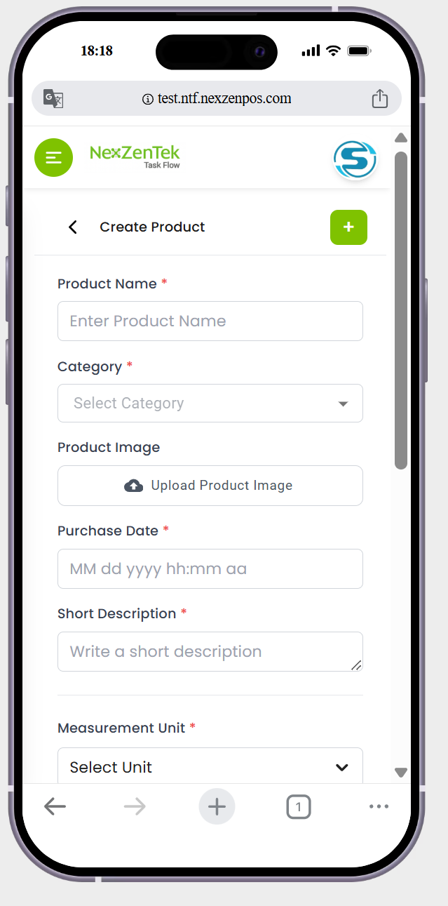 in create product page it shoeing the (+) button ->but show me the (create) button in create product page it shoeing the (+) button ->but show me the (create) button