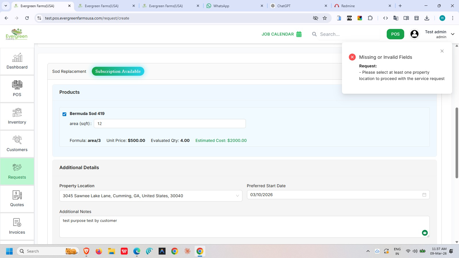 screenshot of error screenshot of error